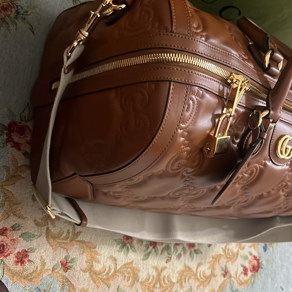 Large leather Gucci travel duffle bag - Picture 4 of 5